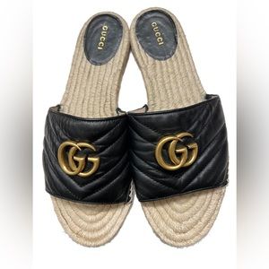Gucci Pilar GG Matelasse Leather Espadrille Slide Sandals Sz 40 (9)
